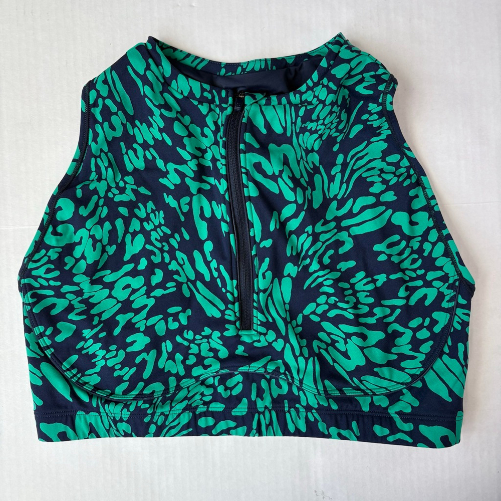 Sweaty Betty Women's Power Contour Zip Bra green butterfly print size large